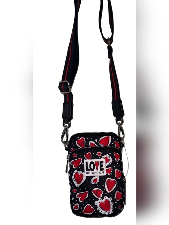 Brighton Handbags - Brighton Heart Print Black and Red Crossbody Bag